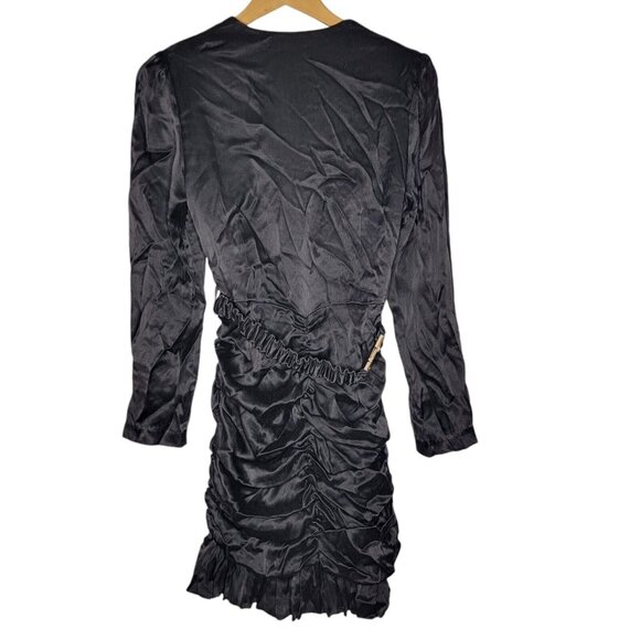 NEW Karina Grimaldi RENATA‎ SOLID Mini Dress Black Belted Zip Women's Size Small - Picture 3 of 7